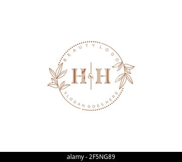 HH Buchstaben schöne florale feminine editierbare vorgefertigte Monoline Logo geeignet für Spa Salon Haut Haar Schönheit Boutique und Kosmetik Unternehmen. Stock Vektor