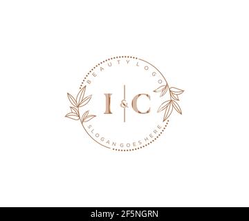 IC Buchstaben schöne floral feminin editierbar vorgefertigten Monoline Logo geeignet für Spa Salon Haut Haar Schönheit Boutique und Kosmetik Unternehmen. Stock Vektor