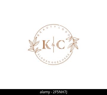 KC Buchstaben schöne florale feminine editierbare vorgefertigte Monoline Logo geeignet für Spa Salon Haut Haar Schönheit Boutique und Kosmetik Unternehmen. Stock Vektor