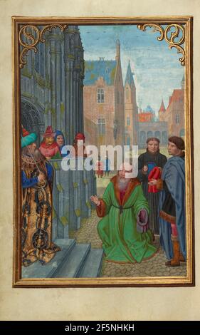 Joseph von Arimathea vor Pilatus. Simon Bening (Flämisch, um 1483 - 1561) Stockfoto