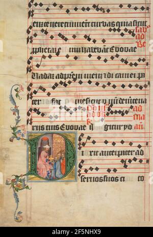 Initial D: Biblische Szene. Kreis des Meisters der Goldenen Bulle (Böhmisch, aktiv um 1400 - 1405) Stockfoto