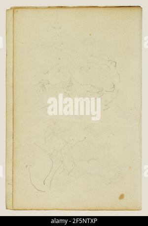 Skizzen von Kopf und Hinterbeinen eines Löwen. Théodore Géricault (Französisch, 1791 - 1824) Stockfoto