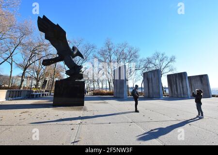 Battery Park im Winter, Lower Manhattan, New York City, USA Stockfoto