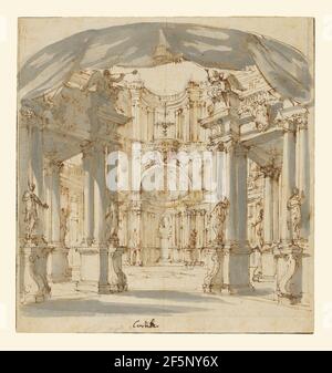 Der Hof eines Palastes: Projekt für eine Bühne. Filippo Juvarra (Italienisch, 1678 - 1736) Stockfoto