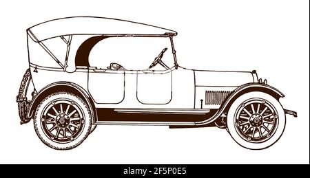Vintage Tourenwagen in Seitenansicht Stock Vektor