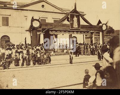 Einweihung des gare du Ceccano. Altobelli & Molins (Italienisch, aktiv bis 1865) Stockfoto