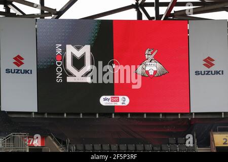 MILTON KEYNES, GROSSBRITANNIEN. MÄRZ 27th: Sky Bet League 1 Spiel zwischen MK Doncaster Rovers und MK, Milton Keynes am Samstag, 27th. März 2021. (Kredit: John Cripps - MI News) Kredit: MI Nachrichten & Sport /Alamy Live Nachrichten Stockfoto