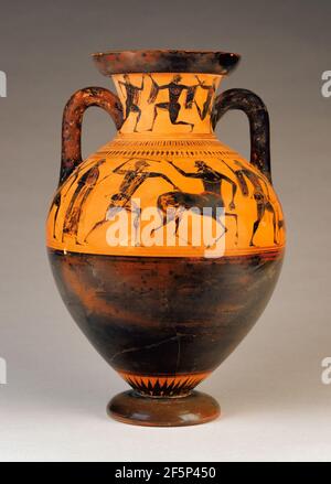 Attic Black-Figure Hals Amphora. Stockfoto