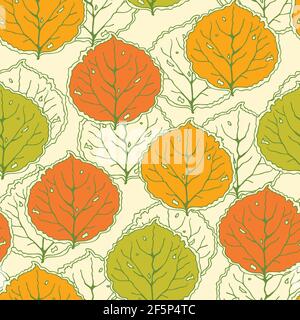 Nahtlose Vektor-Muster mit Herbstlaub auf weißem Hintergrund. Einfache Fall Tapete Textur. Happy Colors Mode Textil Textur. Stock Vektor