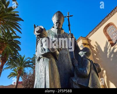 Statue von Papst Johannes Paul II. Auf Teneriffa San Cristobal de la Laguna. Stockfoto