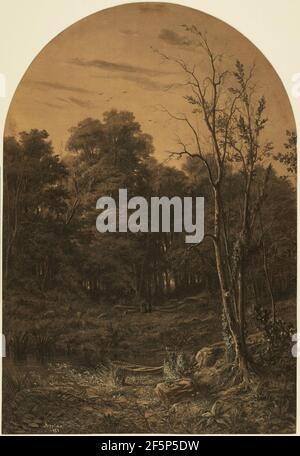 Waldlandschaft in der Nähe eines Teiches. Adolphe Appian (Französisch, 1818 - 1898) Stockfoto