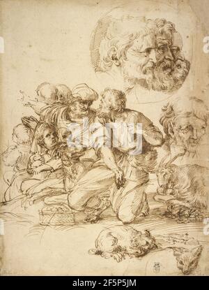 Eine Gruppe von Schäferhunden und andere Studien. Agostino Carracci (Italienisch, 1557 - 1602) Stockfoto