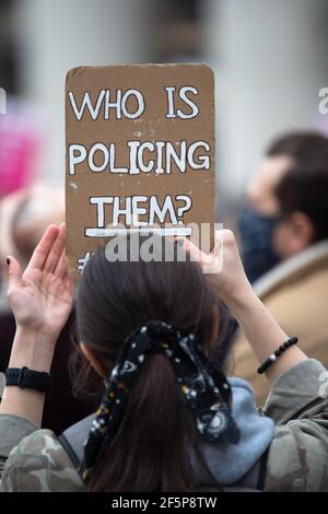 MANCHESTER, Großbritannien der Protest "Kill the Bill" auf dem Petersplatz im Stadtzentrum von Manchester am Samstag, 27th. März 2021. (Kredit: Pat Scaasi - MI Nachrichten) Kredit: MI Nachrichten & Sport /Alamy Live Nachrichten Stockfoto