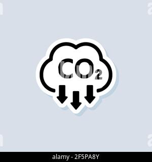 CO2 Aufkleber. Symbol für Kohlendioxidemissionen oder Logo. CO2 Emissionen. Vektor auf isoliertem weißem Hintergrund. EPS 10. Stock Vektor