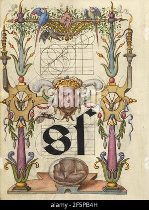Leitfaden für die Konstruktion der Buchstaben s. Joris Hoefnagel (Flämisch / Ungarisch, 1542 - 1600) Stockfoto