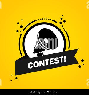 Megaphon mit Contest Speech Bubble Banner. Lautsprecher. Label für Business, Marketing und Werbung. Vektor auf isoliertem Hintergrund. EPS 10. Stock Vektor