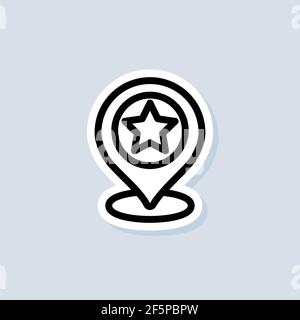 Standortsymbol. Zeigerzeichen mit Stern. GPS-Position. Symbol für Kartenstift. Vektor auf isoliertem Hintergrund. EPS 10. Stock Vektor