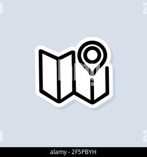 Aufkleber Kartenposition. Kartenstift. Routenposition. Kartographiesymbol. Vektor auf isoliertem Hintergrund. EPS 10. Stock Vektor