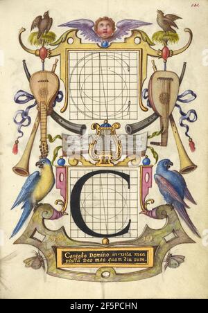 Leitfaden für die Konstruktion des Briefes C. Joris Hoefnagel (Flämisch / Ungarisch, 1542 - 1600) Stockfoto