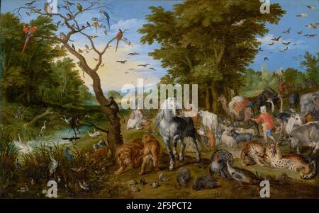 Der Eintritt der Tiere in die Arche Noah. Jan Brueghel der Ältere (Flämisch, 1568 - 1625) Stockfoto