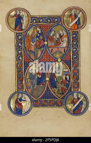 Die zweite Versuchung Christi, die dritte Versuchung Christi, die Auferweckung des Lazarus, der Eintritt in Jerusalem. Unbekannt Stockfoto