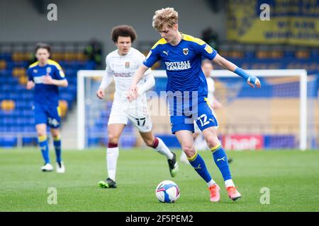 LONDON, GROSSBRITANNIEN. MÄRZ 27th Jack Rudoni von AFC Wimbledon kontrolliert den Ball während des Sky Bet League 1-Spiels zwischen AFC Wimbledon und Northampton Town in der Plough Lane, Wimbledon am Samstag, 27th. März 2021. (Quelle: Federico Maranesi) Quelle: MI News & Sport /Alamy Live News Stockfoto