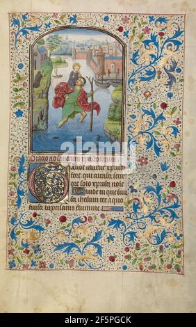 St. Christopher trägt das Christkind. Willem Vrelant (Flämisch, gestorben 1481, aktiv 1454 - 1481) Stockfoto