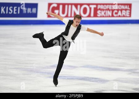 Stockholm, Schweden. März 2021, 27th. Michal BREZINA CZE, während des Men Free Program bei den ISU World Figure Skating Championships 2021 im Ericsson Globe, am 27. März 2021 in Stockholm, Schweden. Kredit: Raniero Corbelletti/AFLO/Alamy Live Nachrichten Gutschrift: Aflo Co. Ltd./Alamy Live Nachrichten Stockfoto