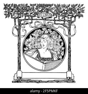Art Nouveau Bücherregal Design der schottischen Künstlerin Anna Dixon, von 1901 The Studio an Illustrated Magazine of Fine and Applied Art Stockfoto