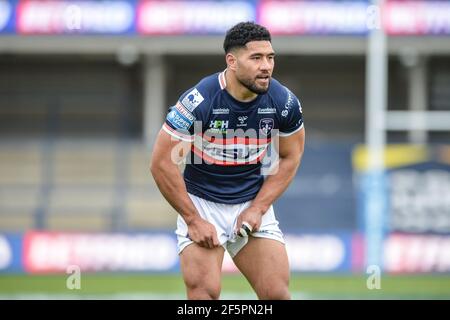 Leeds, England - 27th März 2021 - Wakefield Trinity's Kelepi Tanginoa während der Rugby League Betfred Super League Round 1 Wakefield Trinity vs Leeds Rhinos im Emerald Headingley Stadium, Leeds, UK Dean Williams/Alamy Live News Stockfoto