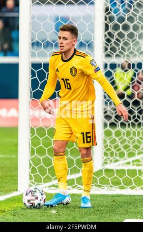 Sankt Petersburg, Russland – 16. November 2019. Die belgische Fußballnationalmannschaft Mittelfeldspieler Thorgan Hazard während des UEFA Euro 2020 Qualifikationsspiels Russi Stockfoto
