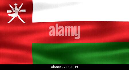 Oman Flagge - realistische wehende Stoff Flagge Stockfoto