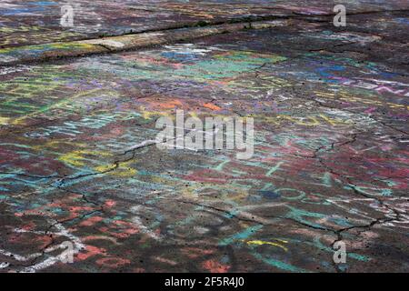 Graffiti Highway mit Spray Paint in Centralia, Pennsylvania, wo der Film Silent Hill seinen Sitz hatte Stockfoto