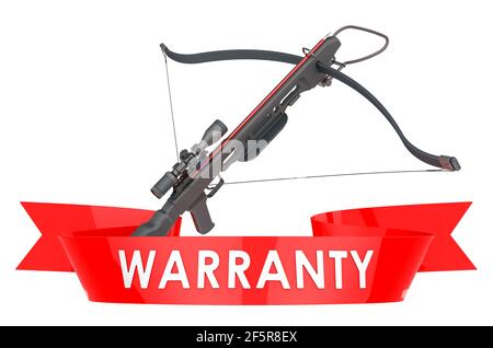 Armbrust Garantiekonzept. 3D Rendering isoliert auf weißem Hintergrund Stockfoto