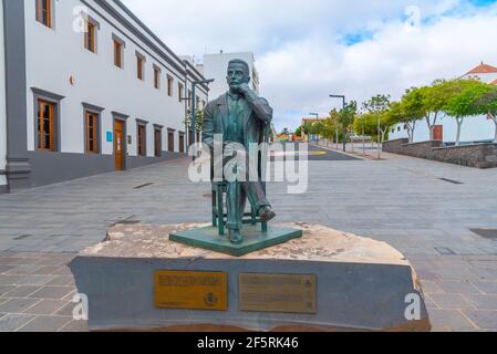 Statue von Manuel Valezquez Cabrera in Puerto de Rosario auf Fuerteventura, Kanarische Inseln, Spanien. Stockfoto