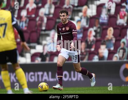 Tynecastle Park, Edinburgh, Schottland. Großbritannien, 27th. März - 21. Hearts Andy Irving Kredit: eric mccowat/Alamy Live News Stockfoto