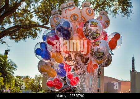 Orlando Florida, Januar 05,2021. Draufsicht auf die bunten Disney-Ballons in den Hollywood Studios (106) Stockfoto