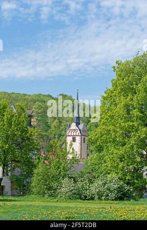 Kirchturm der Marienkirche in Gera, Deutschland Stockfoto