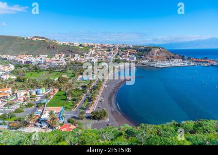 Panoramablick auf San Sebastian de la Gomera, Kanarische Inseln, Spanien. Stockfoto