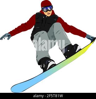 Snowboard Mann Silhouette. vektorgrafik 3D Stock Vektor