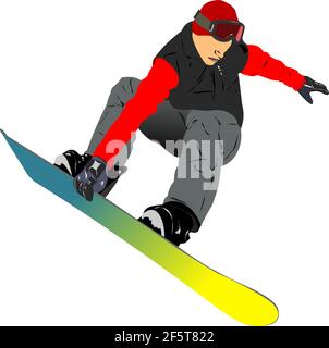 Snowboard Mann Silhouette. vektorgrafik 3D Stock Vektor