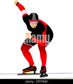 Eisschnellläufer am Start. vektorgrafik 3D Stock Vektor