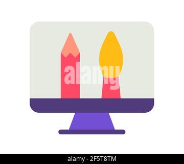 Digitaler Design-Computer einzelne isolierte Symbol mit flachen Stil Vektor Abbildung Stockfoto