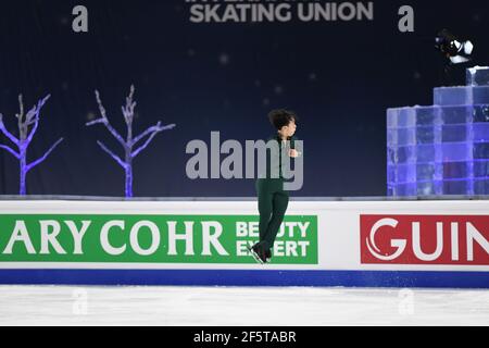 Stockholm, Schweden. März 2021, 27th. Yuma KAGIYAMA JPN, während des Men Free Program bei den ISU World Figure Skating Championships 2021 im Ericsson Globe, am 27. März 2021 in Stockholm, Schweden. (Foto von Raniero Corbelletti/AFLO) Quelle: Aflo Co. Ltd./Alamy Live News Stockfoto