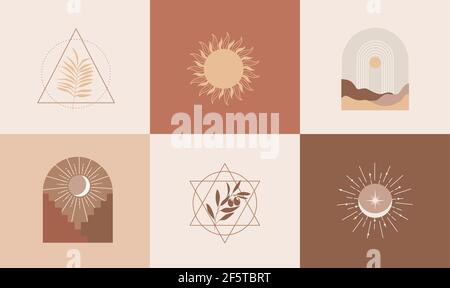 Set von modernen abstrakten ästhetischen Hintergründen. Stock Vektor