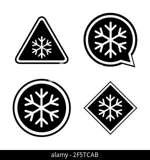 Set von Schnee Winter Symbol, Gefahr Eis Flocke Zeichen, Risiko Alarm Vektor Illustration, Vorsicht Symbol . Stock Vektor