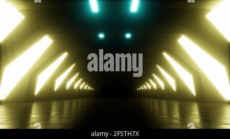 Dunkler Korridor im 3D Stil futuristische Architektur leerer Tunnel 3D Rendern Stockfoto