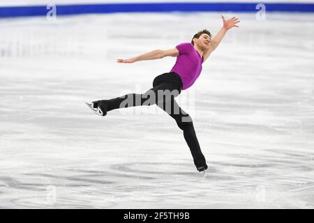 Stockholm, Schweden. März 2021, 27th. Jason BROWN USA, während des Men Free Program bei den ISU World Figure Skating Championships 2021 im Ericsson Globe, am 27. März 2021 in Stockholm, Schweden. (Foto von Raniero Corbelletti/AFLO) Quelle: Aflo Co. Ltd./Alamy Live News Stockfoto