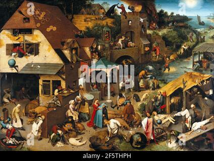 Pieter Bruegel der Ältere, Niederlandische Sprichwörter, 1559, Öl auf Holzplatte, Staatliche Museen Berlin, Deutschland, Stockfoto