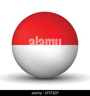 Glaskugel mit Flagge Indonesiens. Runde Kugel, Vorlagensymbol. Indonesisches nationales Symbol. Glänzende realistische Kugel, 3D abstrakter Vektor Stock Vektor